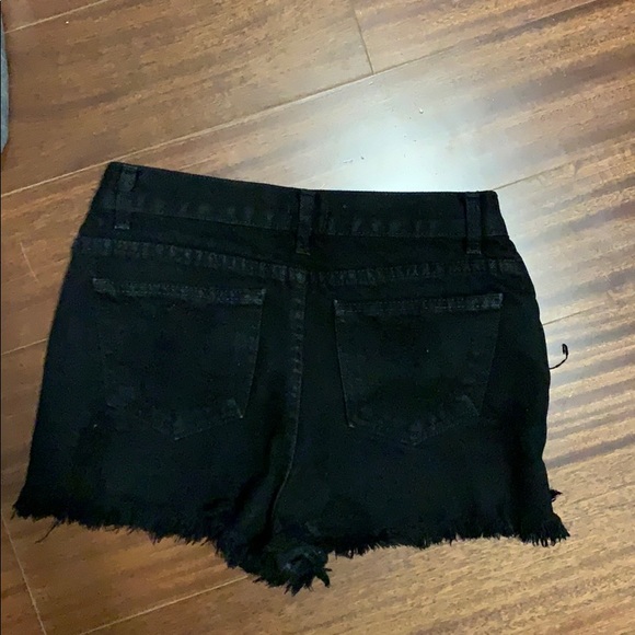 Black Ripped Denim Shorts - Picture 2 of 4